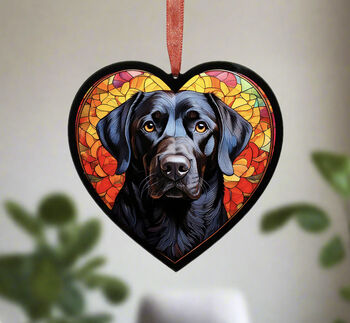 Labrador Stained Glass Effect Heart Suncatcher, 3 of 9
