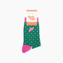 Embroidered Conch Shell Combed Cotton Socks In Green/Pink, thumbnail 4 of 4