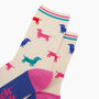 Women's Bamboo Socks Cream Multicoloured Sausage Dogs, thumbnail 2 of 4