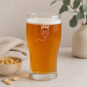 Engraved Pint Glass Personalised 80th Birthday Gift, 3 of 9