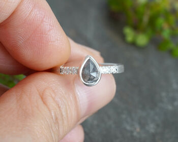Natural Salt And Pepper Diamond Engagement Ring, 3 of 4