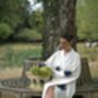 Long Organic Cotton Robe: White With Dark Blue And Black Eye, thumbnail 2 of 8