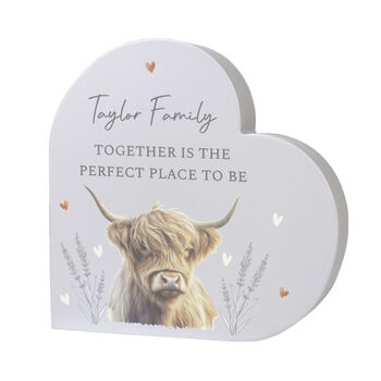 Personalised Highland Cow Wooden Heart Ornament – Gift For The Home, 4 of 5