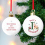 Personalised 1st Christmas Festive Fawn Bauble, thumbnail 1 of 3