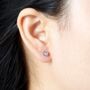 Silver Moonstone Stud Earrings, Small Minimalistic Studs, thumbnail 2 of 7