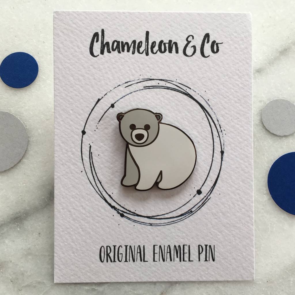 polar bear enamel pin by chameleon and co | notonthehighstreet.com