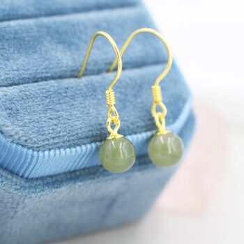 Natural Jade Hook Earrings In Sterling Silver, 4 of 12