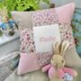 Ditsy Pink Patchwork Name Cushion, thumbnail 8 of 9