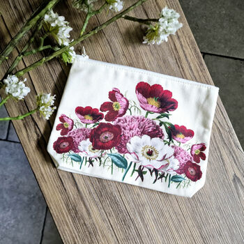 Organic Cotton Make Up Zip Bag With Peony Print, 5 of 7