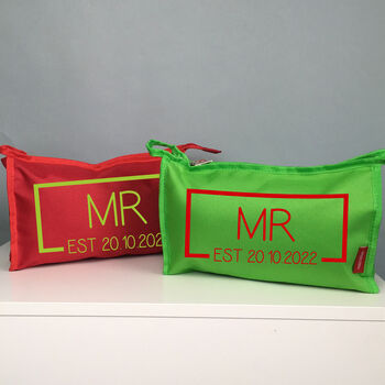 Personalised Mr And Mrs Established Toiletry Bags, 3 of 6