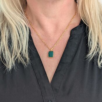 The Rectangle Green Onyx Necklace, 2 of 10