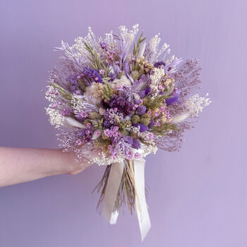 Purple And Green Dried Flower Bouquet, 6 of 8