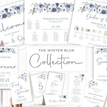 Wedding Invitation Winter Blue Floral, 5 of 5