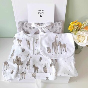 Safari New Baby Outfit And Blanket Gift Hamper, 2 of 8