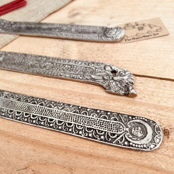 Silver Indian Style Incense Stick Holder Ash Catcher, 6 of 7