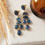 Kyanite Cabuchon Gold Plated Silver Earrings, thumbnail 5 of 12