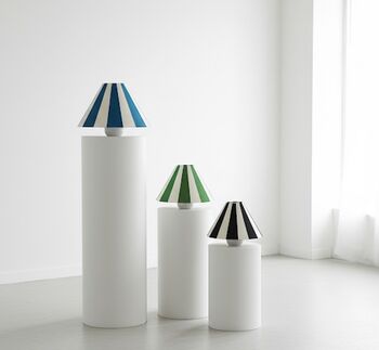 Hand Painted Upcycled Linen Sustainable Lampshade Stripe, 12 of 12