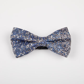 Mens Blue Ditzy Floral Ready Tied Adjustable Bow Tie, 10 of 12