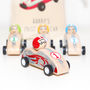 Wooden Pull Back Race Car With Personalised Bag, thumbnail 3 of 3