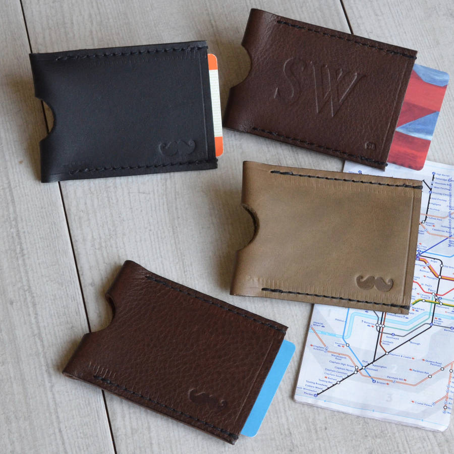 Personalised Moustache Travel Card Wallet By Sue Lowday Leather