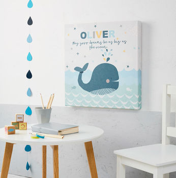 Children's Personalised Whale Canvas Picture, 3 of 3