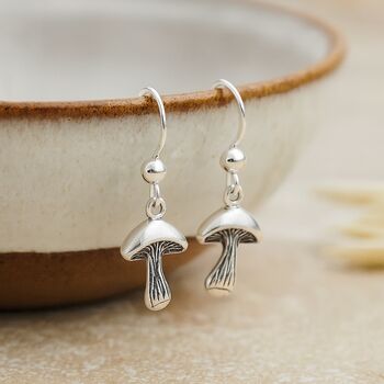 Sterling Silver Mushroom Hook Earrings, 6 of 8