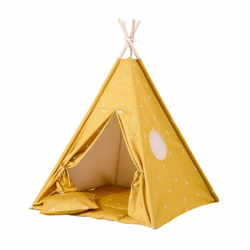 Kids Teepee Tent Set Mustard, 3 of 4