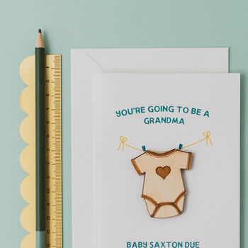 Personalised 'You're Going To Be Grandparents' Baby Grow Announcement Card, 3 of 5