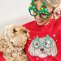 Personalised Dog In Festive Glasses Christmas Jumper, thumbnail 2 of 11
