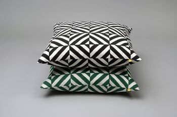 Optic Geometric Gokarna Pattern Cotton Cushion Cover, 3 of 9
