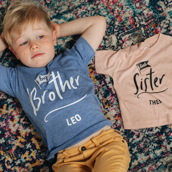 Personalised New Baby Sibling Shirt Set, 2 of 11