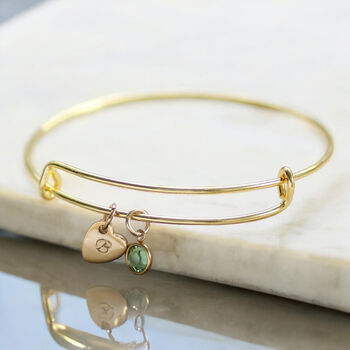 Personalised Heart Of Gold Birthstone Bangle, 4 of 8