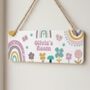 Personalised Rainbow Door Sign, Boho Nursery Decor, thumbnail 1 of 2