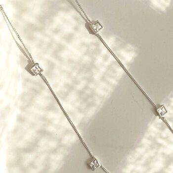 Princess Cut Diamond Station Necklace, 3 of 7