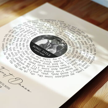 Personalised Song Lyrics Print, Anniversary Song Gift, 4 of 7