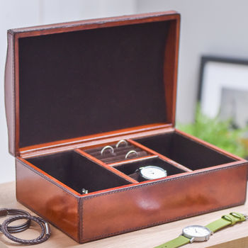 Personalised Leather Jewellery Box For Him, 8 of 11