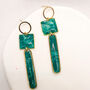 Green Geometric Stud Statement Earrings, Clay And Resin, thumbnail 1 of 10