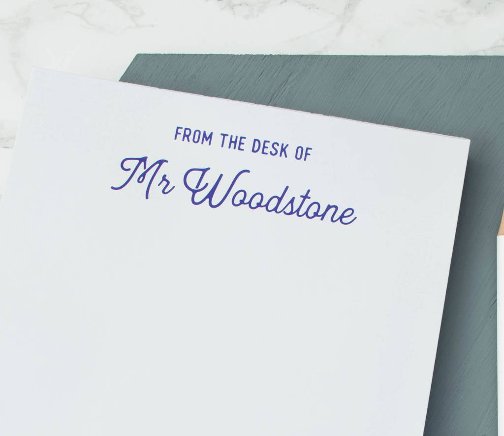 Personalised 'From The Desk Of…' A5 Notepad By XOXO