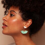 Mabel Light Blue – Art Deco Silky Tassels And Deco Brass Statement Dangle Earrings, thumbnail 1 of 5