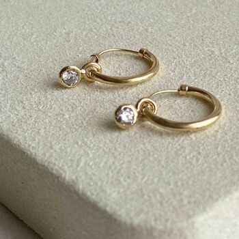 Naked Diamond Solitaire Hoops On Solid 9ct Gold, 4 of 7