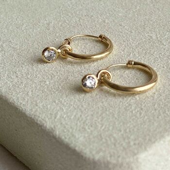 Cushion Cut Diamond Hoops On Solid Gold, 4 of 7