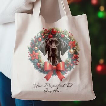 Personalised Tote Bag. Dog In Christmas Wreath. Multiple Breeds And Colour Options, 11 of 12