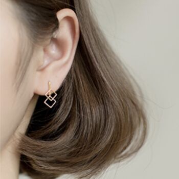 Sterling Silver Square Dangle Stud Earrings, 4 of 5