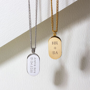 Pill Dog Tag Necklace 18 K Gold Plated Steel, 2 of 7