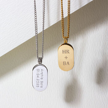 Pill Dog Tag Necklace 18 K Gold Plated Steel, 2 of 8