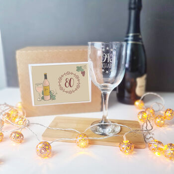Personalised 80th Birthday Gift Engraved Wine Glass, 4 of 7