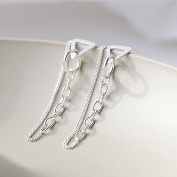 Sterling Silver Unity Chain Stud Earrings, 2 of 6