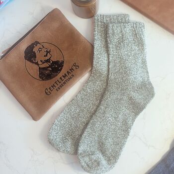 Father’s Day Gift Box For Him Men’s Pamper Set With Wash Bag, Cosy Socks And Skincare, 2 of 8