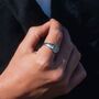 Silver Saint Michael Small Stainless Steel Signet Ring For Men, thumbnail 1 of 12