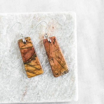 Natural Picasso Jasper Stone Drop Earrings, 4 of 9